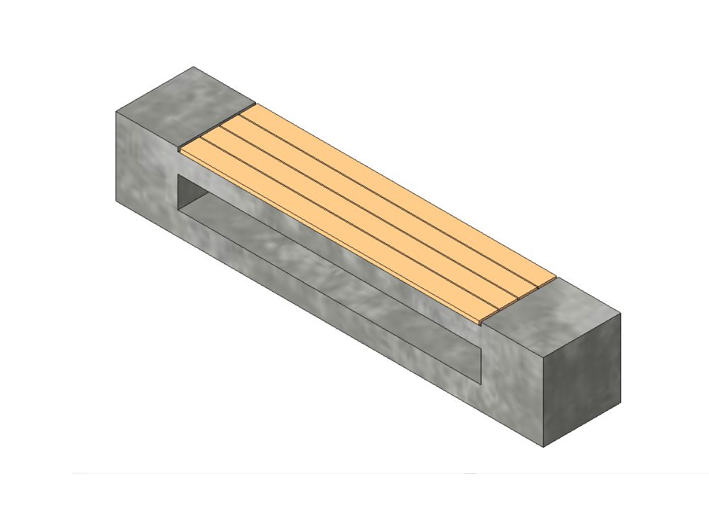 Banco de concreto y madera