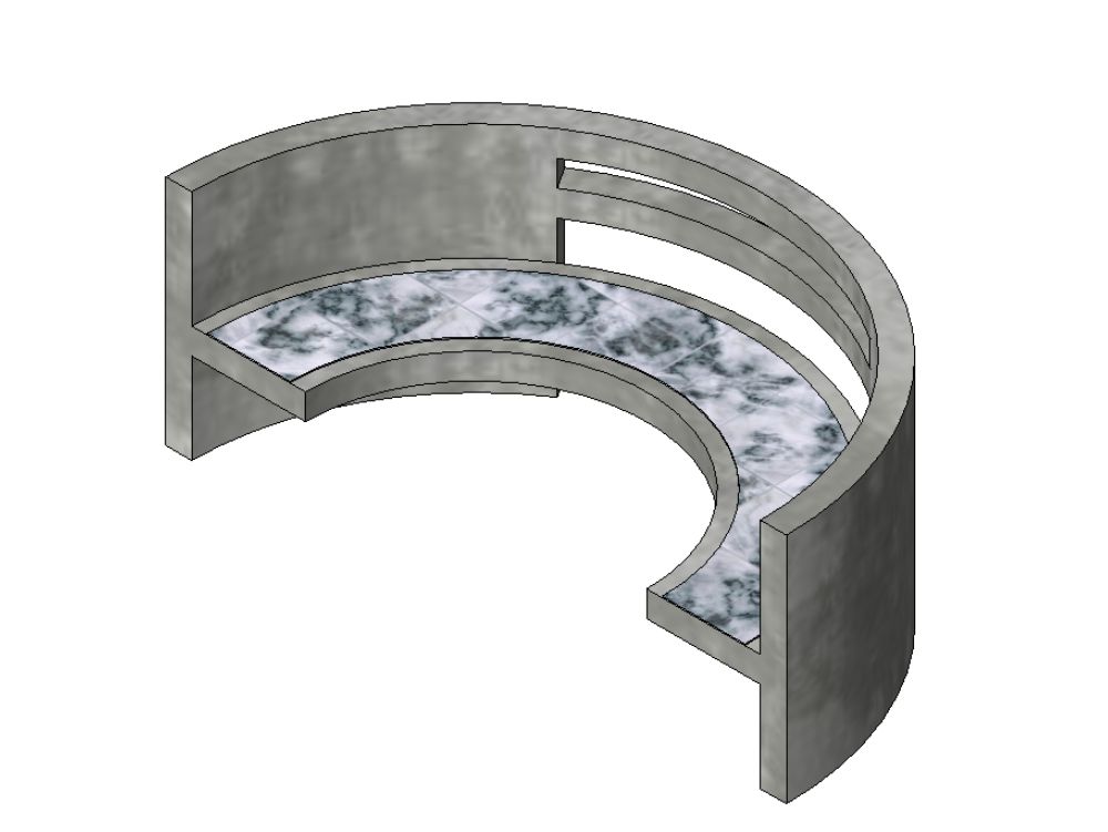 Banco semicircular de concreto