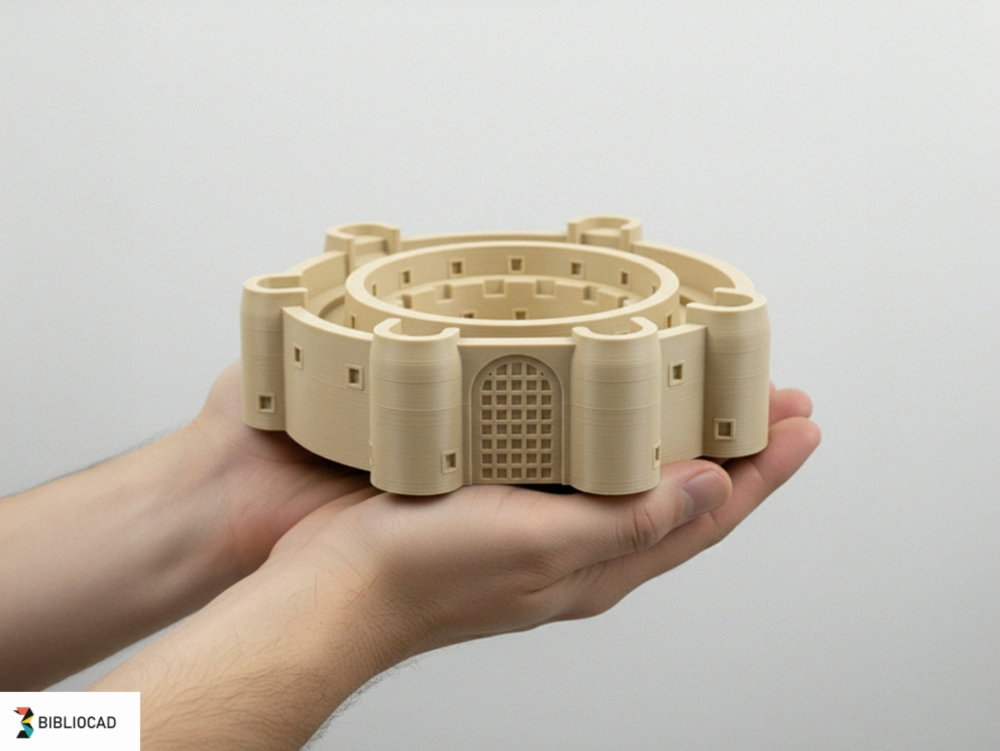 Circular fortress with concentric walls – 3D model inspired by medieval defensive architecture; ideal for printing