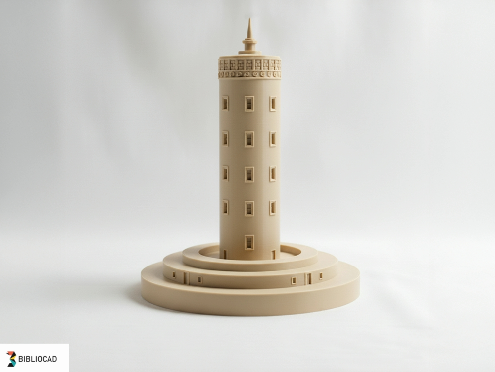 Medieval Bergfried – fortified central tower in Romanesque style; printable 3D model for historical scale models