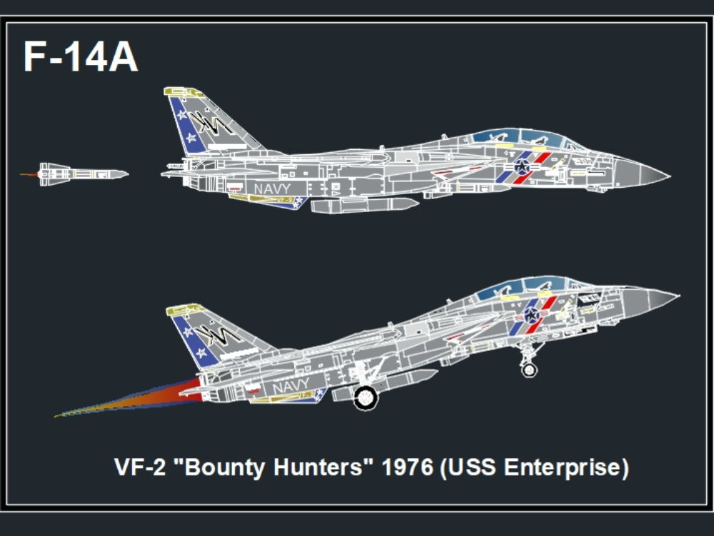 Jato de combate militar F-14A VF-2 dos EUA, 1976