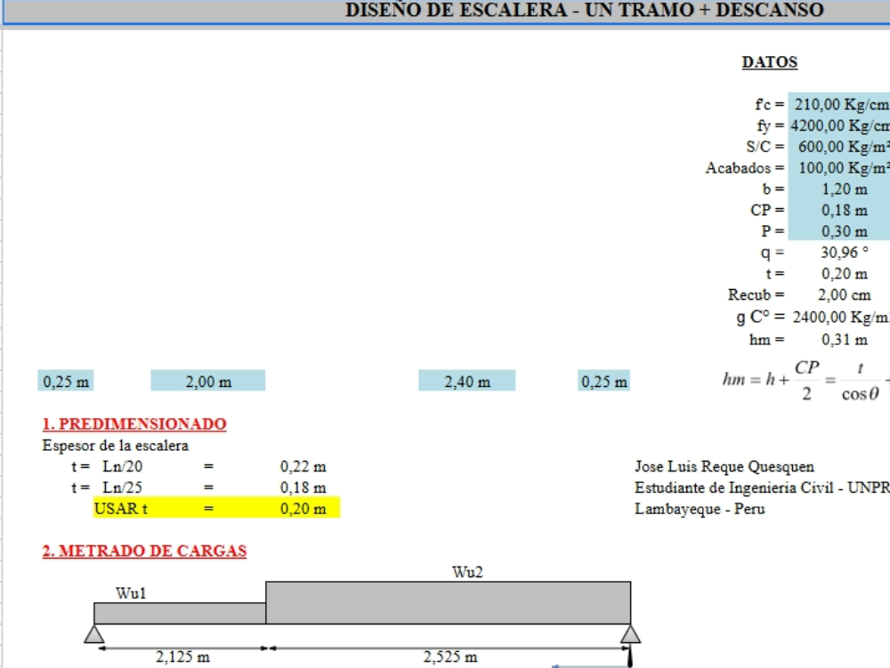 Structural design of concrete stairs