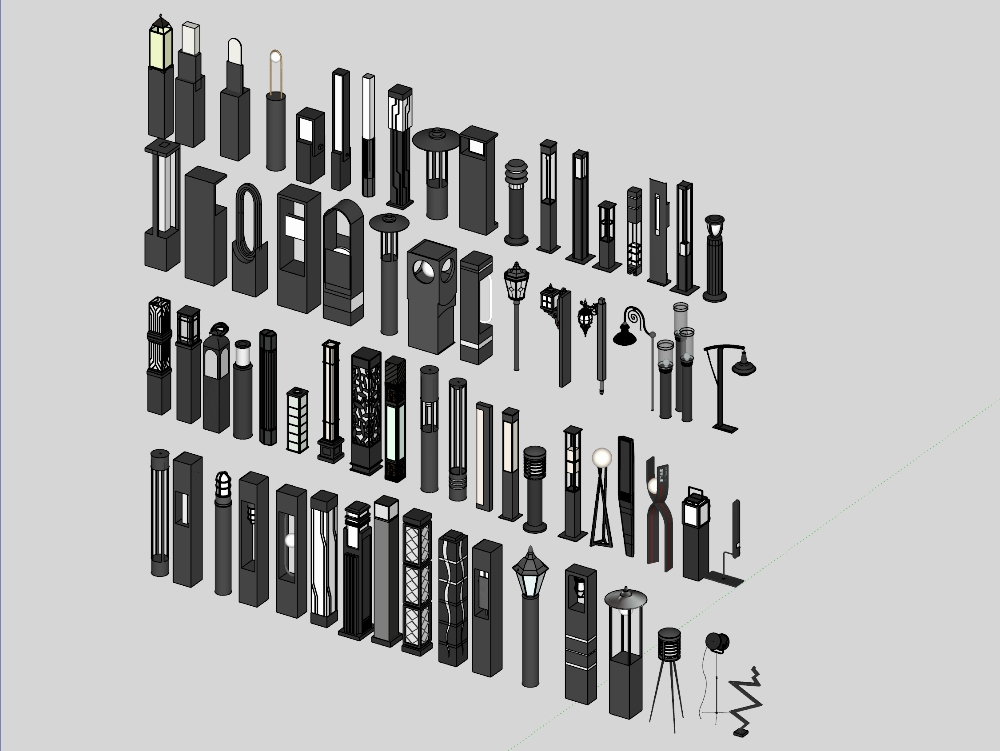 Colección de luminarias urbanas modernas