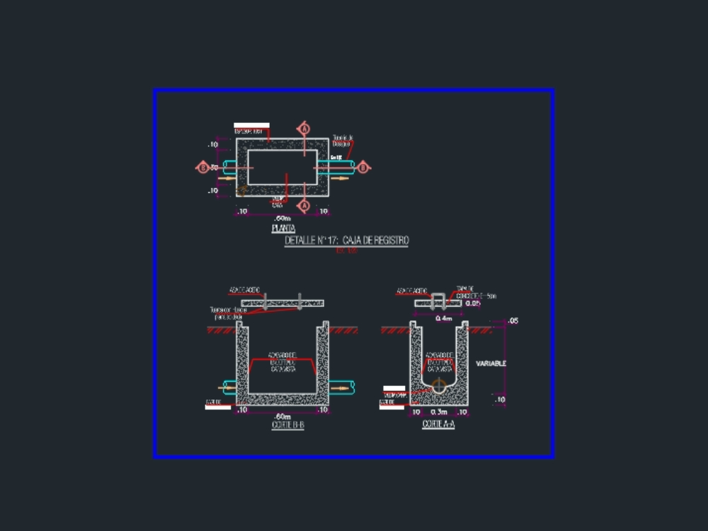 Plantas de caixas de inspeção de drenagem