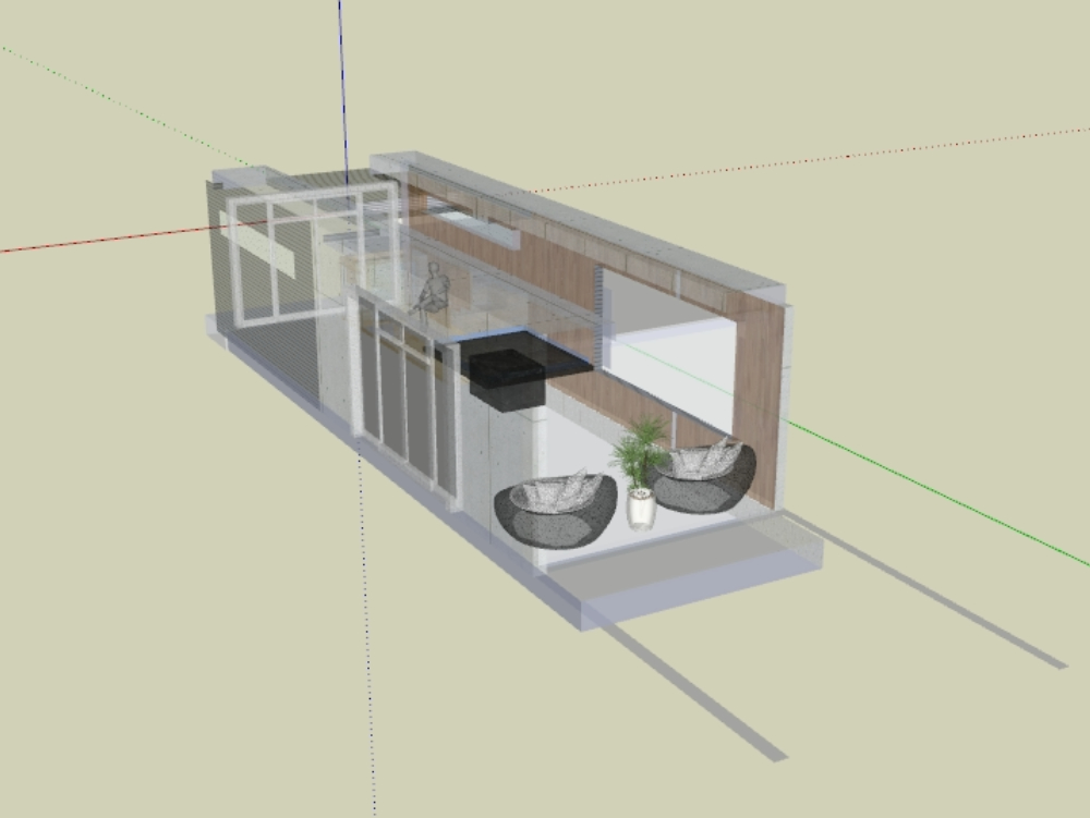 Sales module with dimensions of 3m x 12m x 3.5m