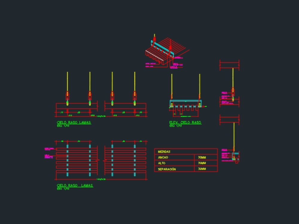 Ceiling made of acoustic tiles.