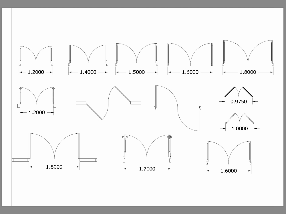 Schablone für zweiflügelige Türen in verschiedenen Größen