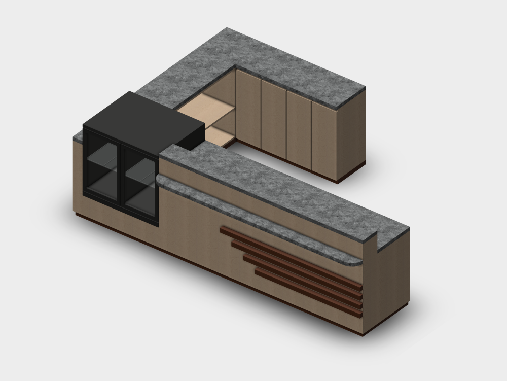 Functional coffee shop with integrated refrigerator