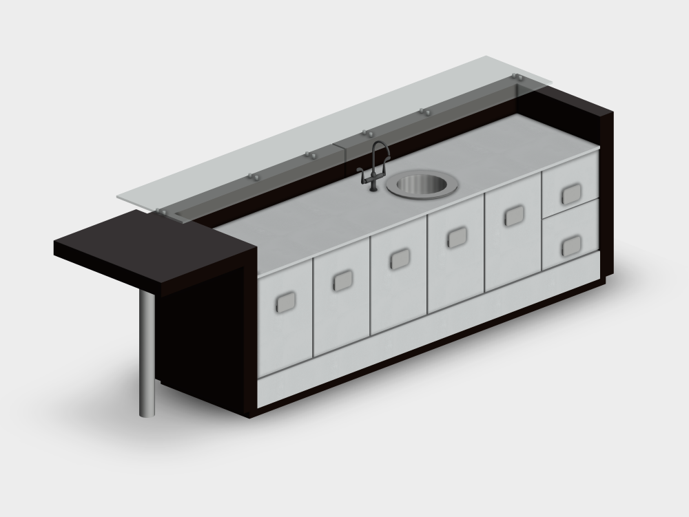 Coffee bar with integrated sink and table