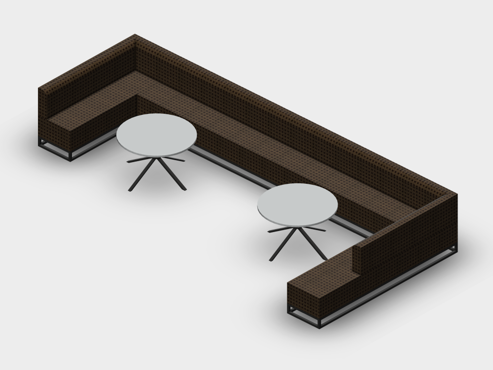 Corner sofa with round tables