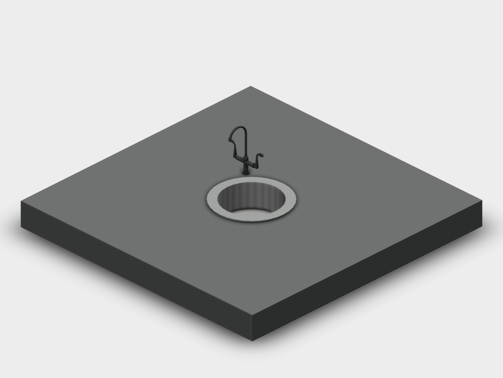 Round sink with double handle tap