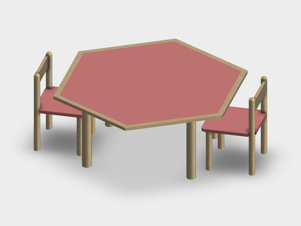Children's hexagonal table and chairs set