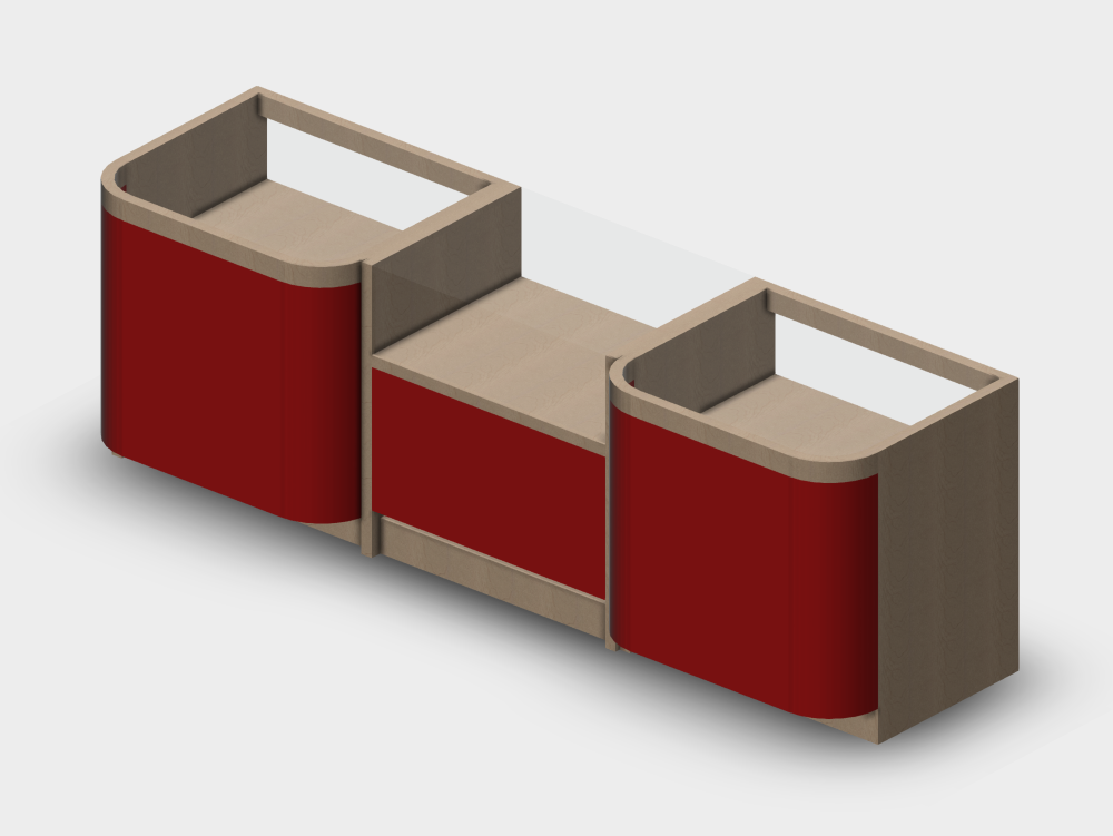 Glass counter with shelves