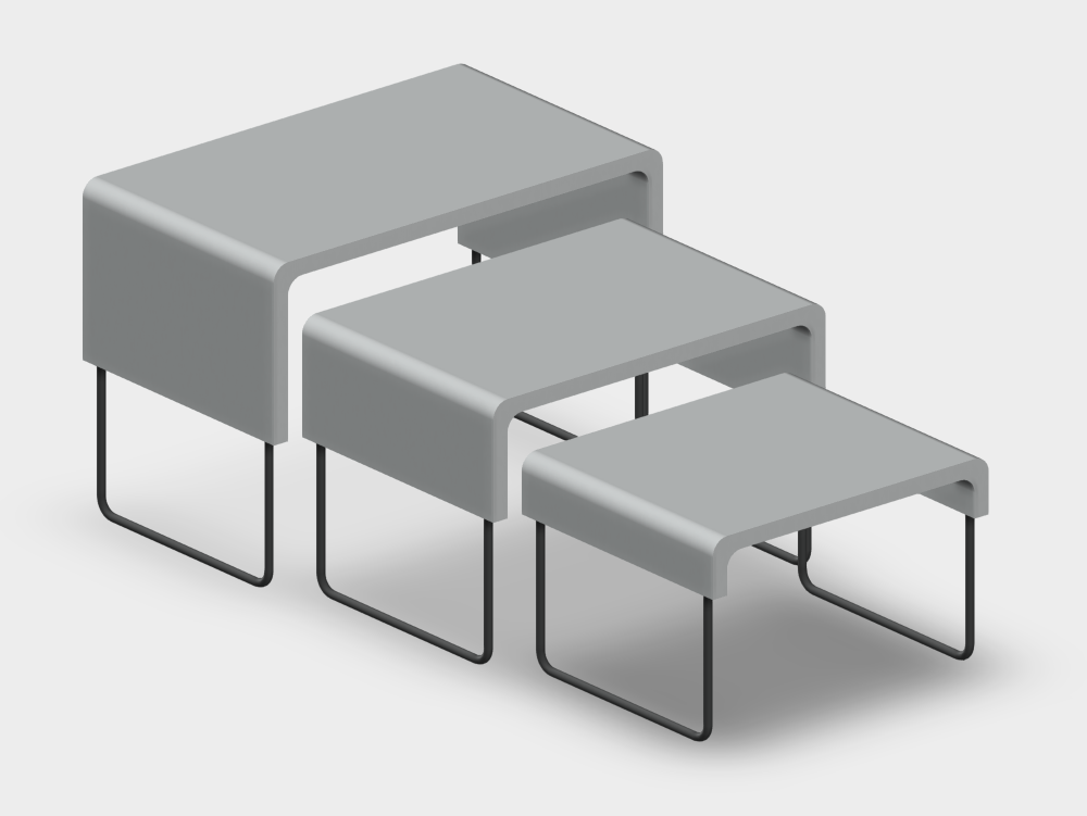 Extendable counter with three tables