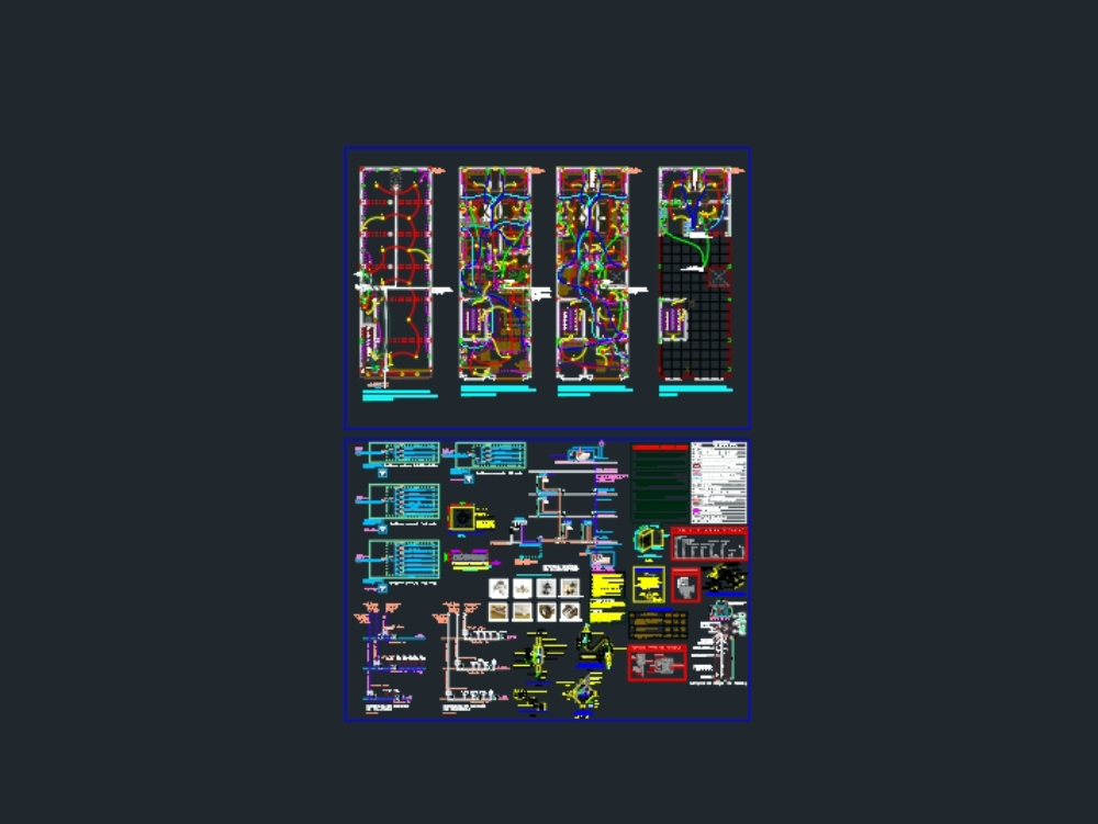 Electrical installation plan: 3-level semi-detached house with rooftop