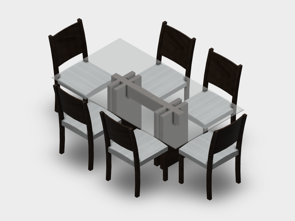 Juego de comedor con mesa de cristal y seis sillas