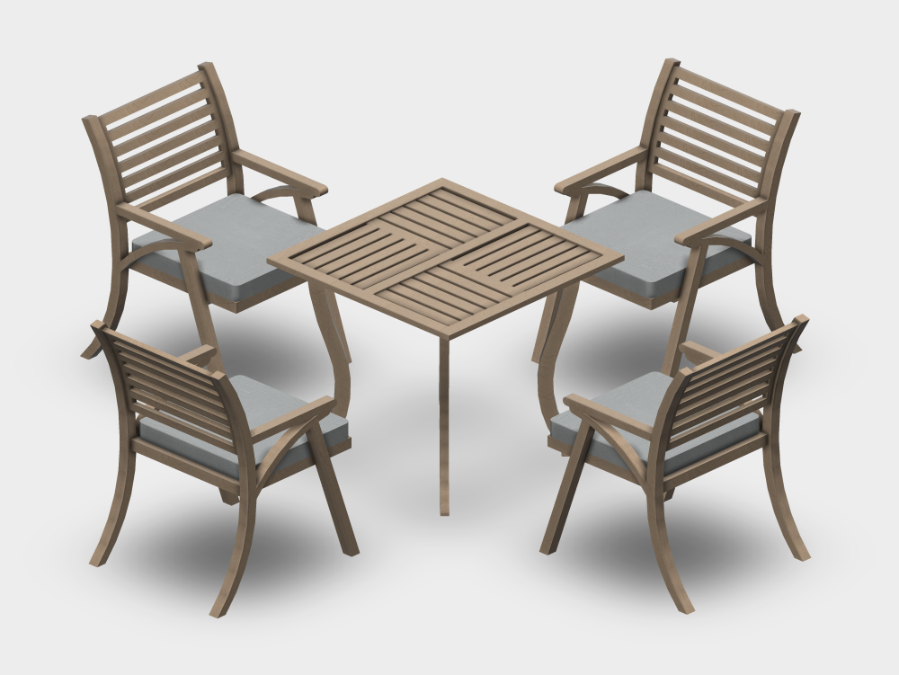 Juego de comedor de madera para exteriores