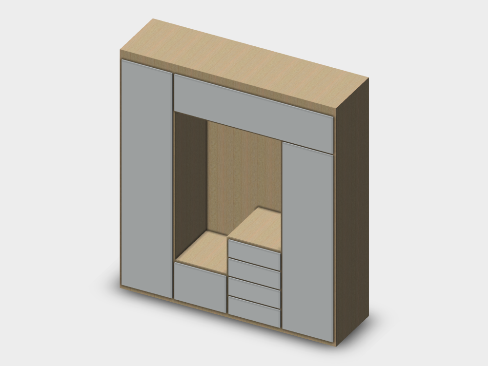 Wardrobe with 4 modules