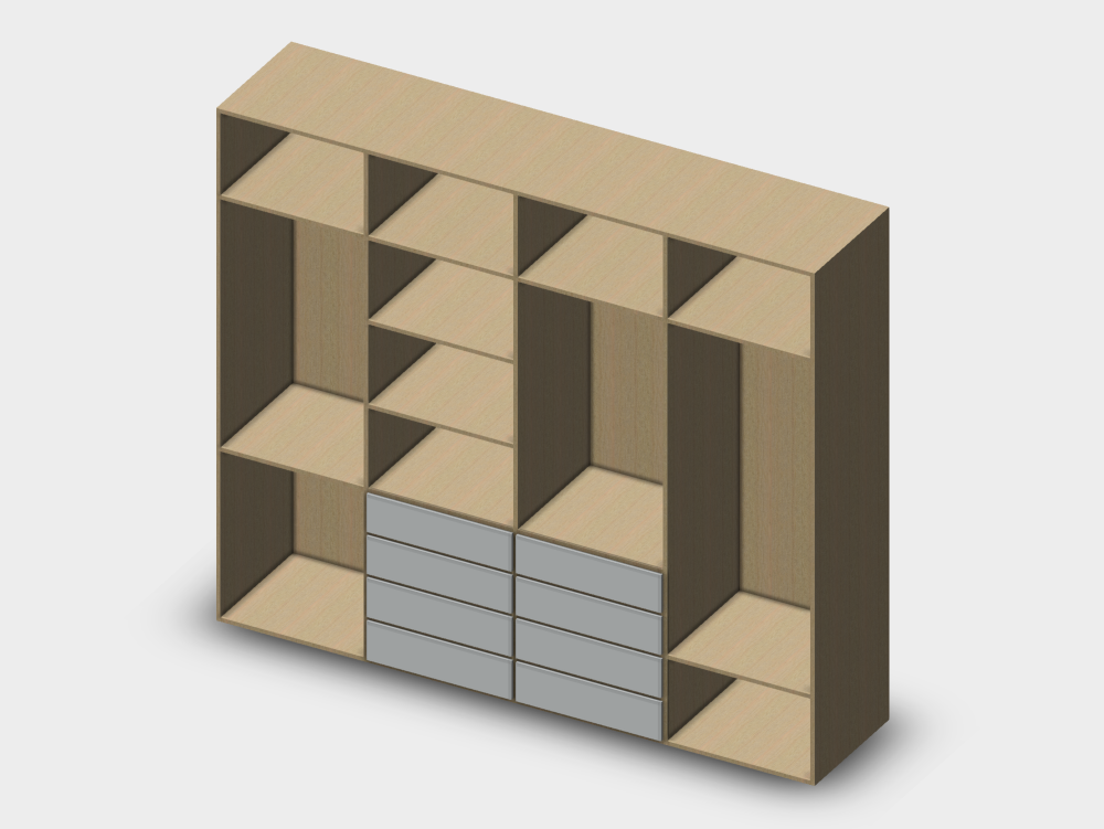 Wardrobe with 4 open modules