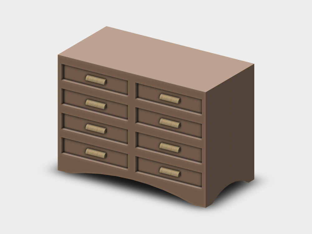 Cómoda de madera con ocho cajones