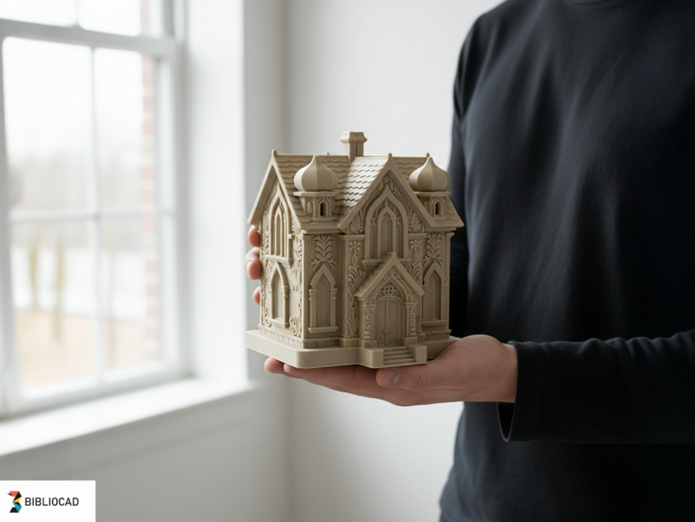 Prunkvoller symbolistischer Palast – fantastische Architektur mit historisierender und dekorativer Inspiration; 3D-Modell optimiert für den 3D-Druck