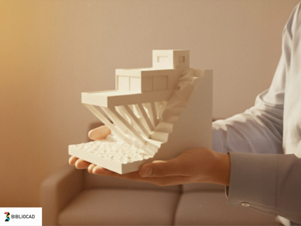 Modernistisches Haus an einer Klippe – rationalistische Architektur, die sich harmonisch in die Landschaft einfügt; 3D-Modell optimiert für den 3D-Druck