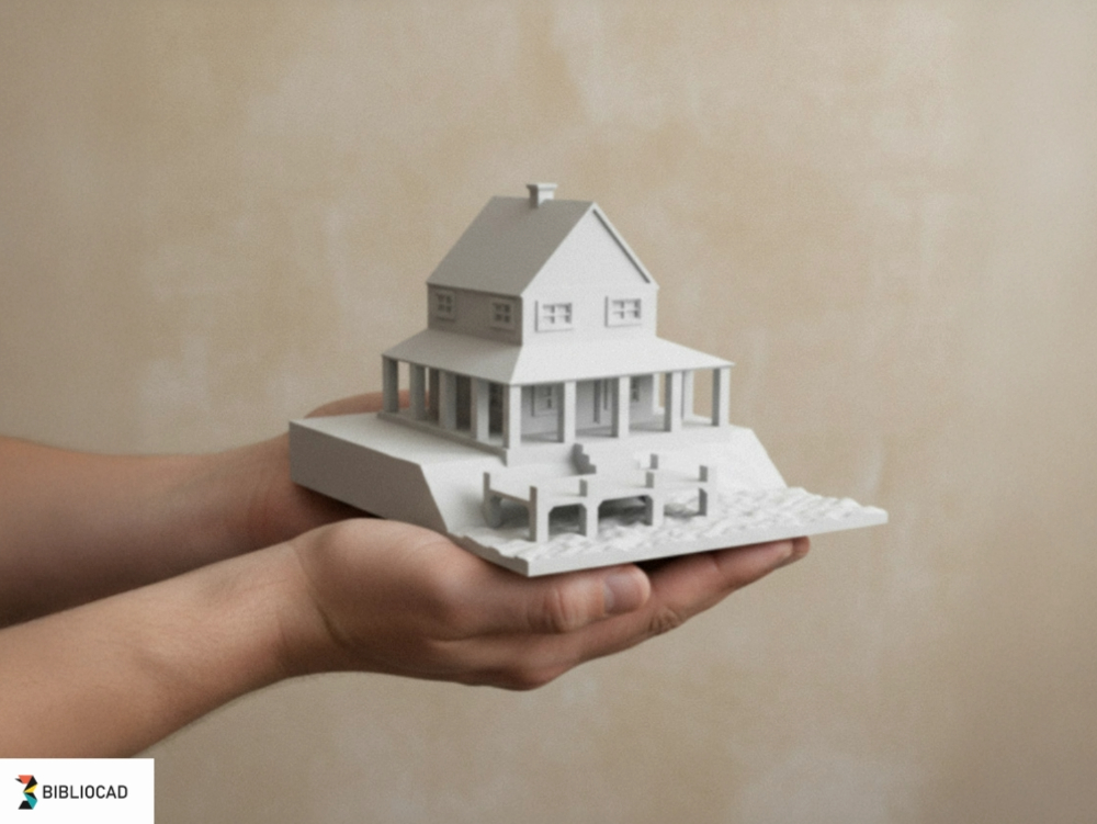 Traditionelles Haus am Flussufer – erhöhte, regionaltypische Wohnarchitektur; 3D-Modell optimiert für den 3D-Druck