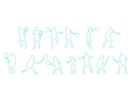 Silhouettes of people playing tennis