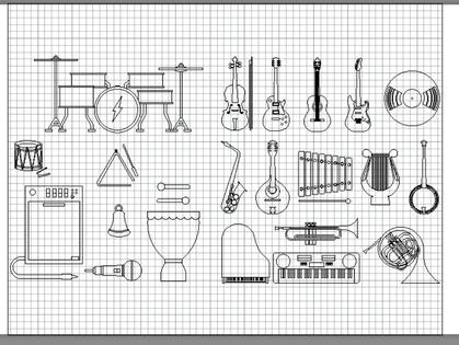Desalentar ironía temor Musical instruments on AutoCAD 173 free CAD blocks | Bibliocad